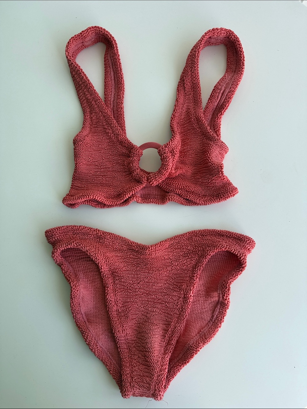 Hunza G Textured Bikini Set in Rose